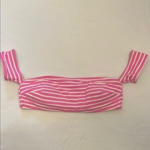 Aerie ribbed Pink and White Striped Bandeau Top, large, NWOT